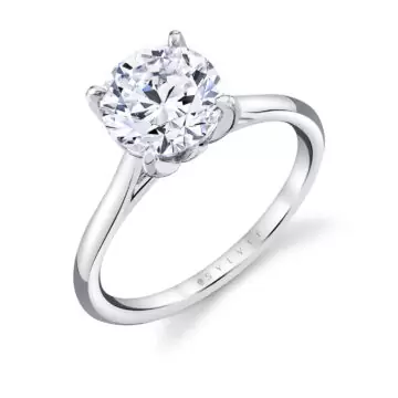 White Gold Tulira Solitaire Engagement Ring with Petal Prongs and a Peek-a-boo Diamond - Billie