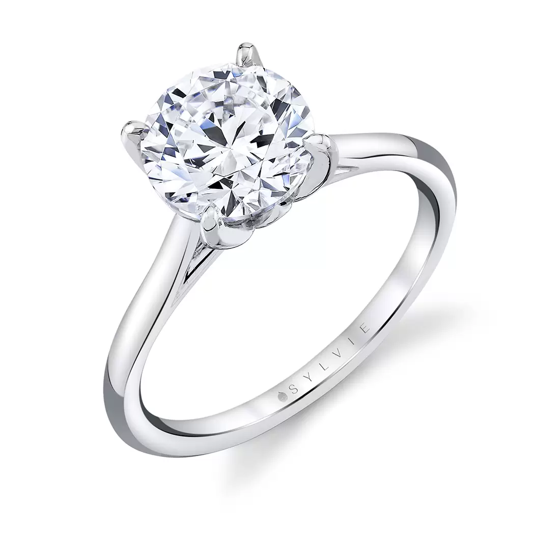 White Gold Tulira Solitaire Engagement Ring with Petal Prongs and a Peek-a-boo Diamond - Billie