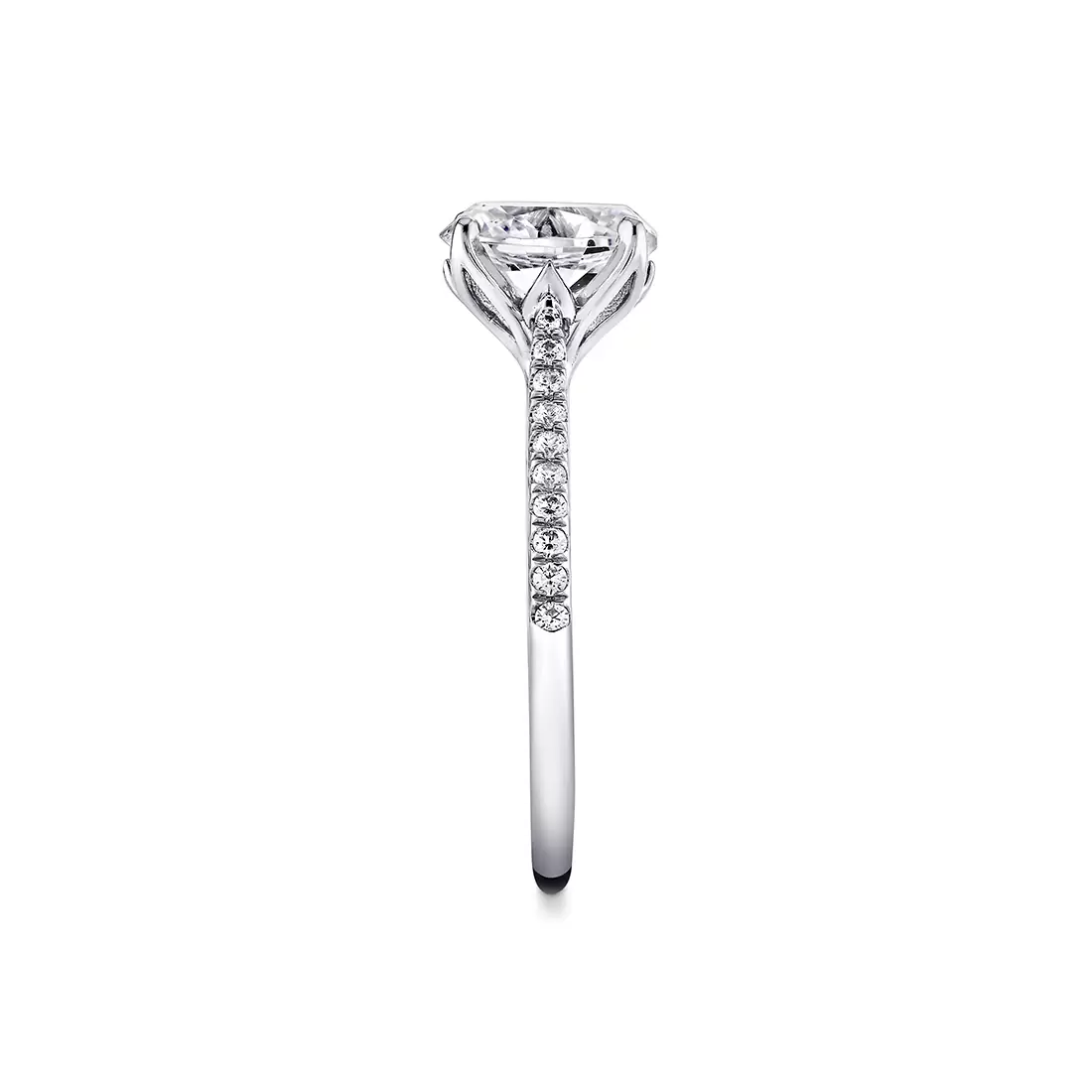 White Gold Tulira Petal Prong Diamond Engagement Ring - Willow