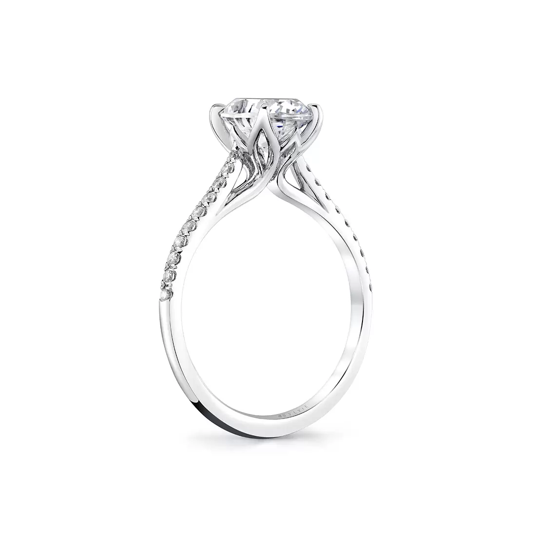 White Gold Tulira Petal Prong Diamond Engagement Ring - Willow