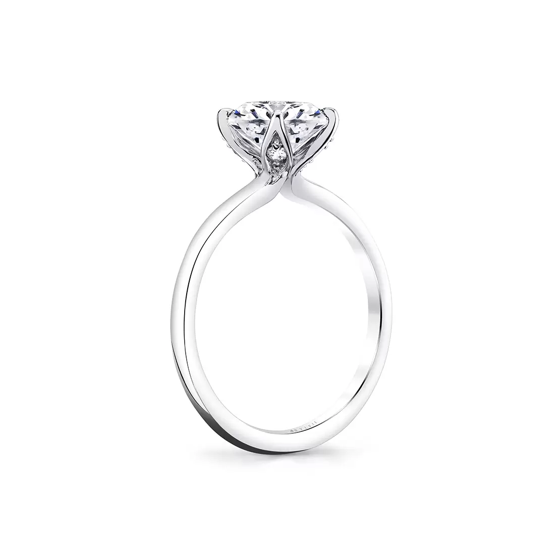 White Gold Tulira Solitaire Petal Prong Engagement Ring - Marigold