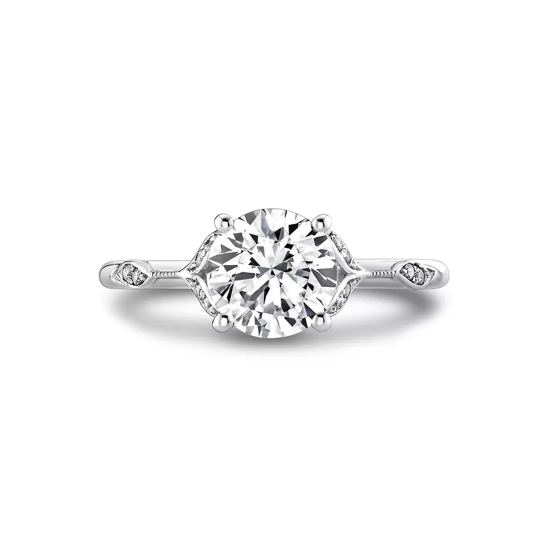 White Gold Tulira Diamond Leaf and Vine Engagement Ring - Lotus