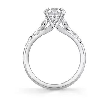 White Gold Tulira Diamond Leaf and Vine Engagement Ring - Lotus