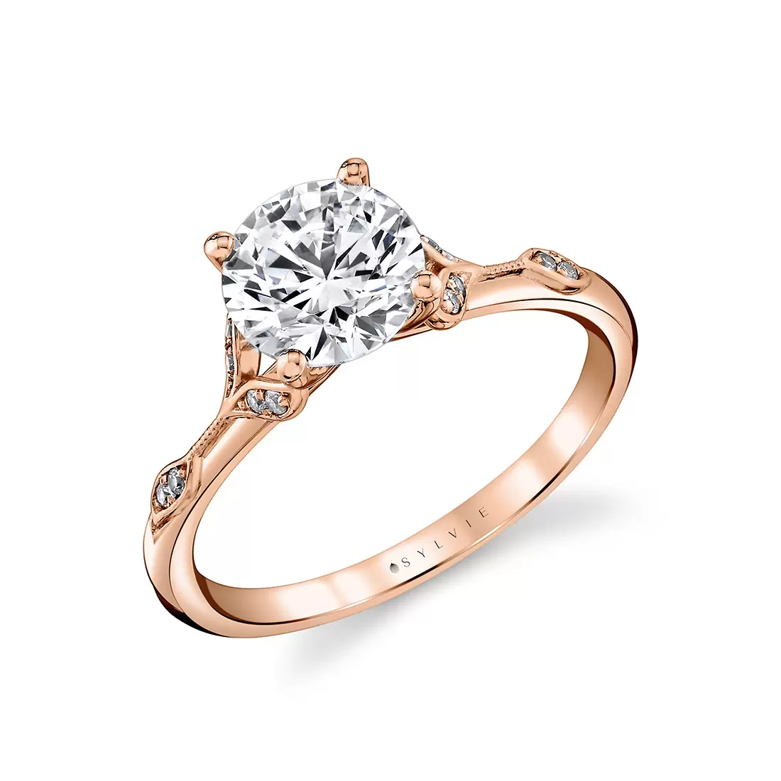 White Gold Tulira Diamond Leaf and Vine Engagement Ring - Lotus