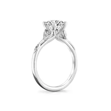 White Gold Tulira Diamond Leaf and Vine Engagement Ring - Lotus