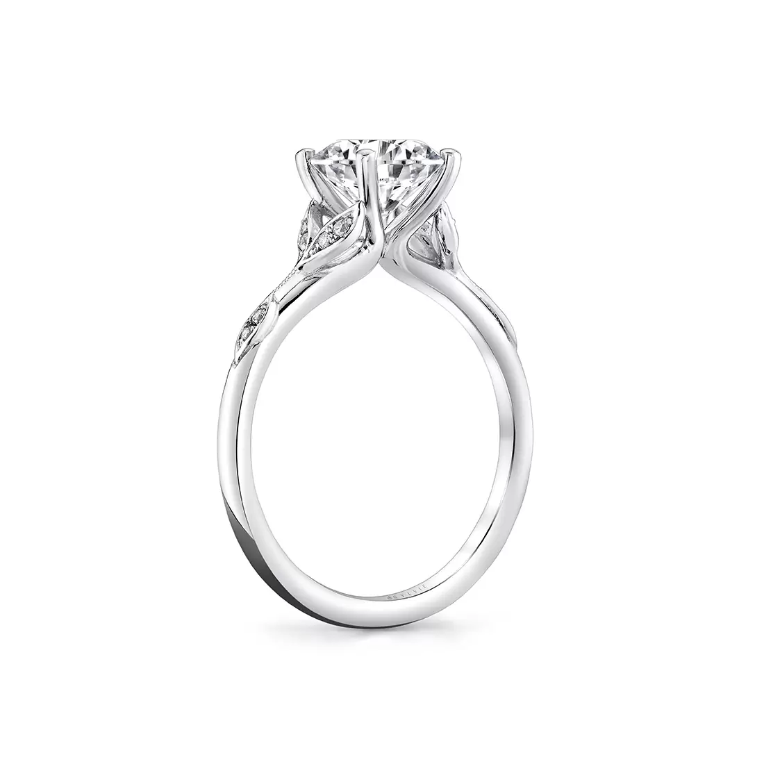 White Gold Tulira Diamond Leaf and Vine Engagement Ring - Lotus
