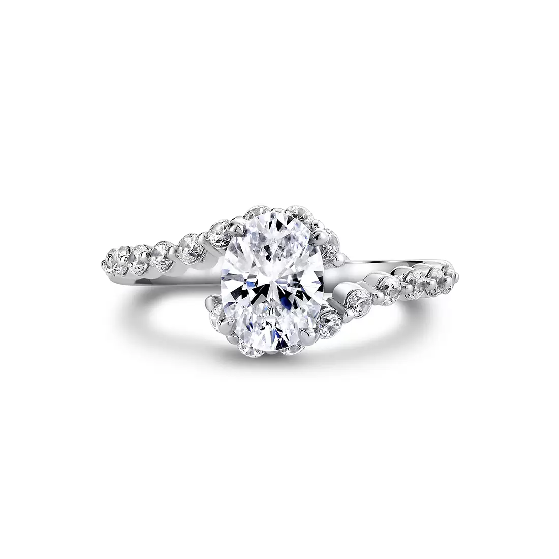 White Gold Tulira Crossover Engagement Ring - Ginger
