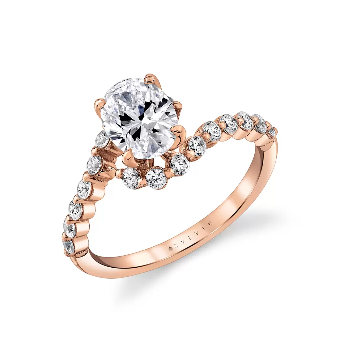 White Gold Tulira Crossover Engagement Ring - Ginger
