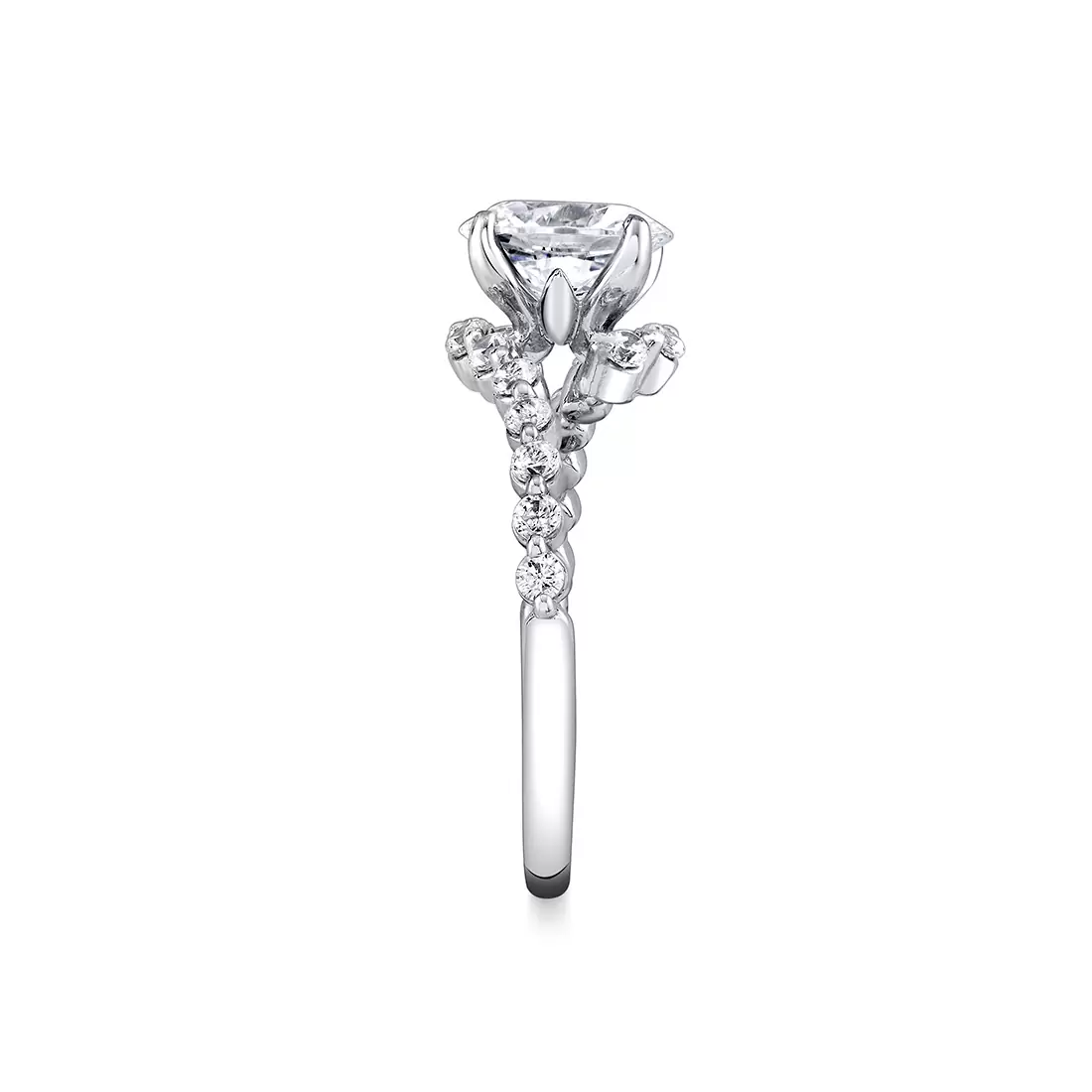 White Gold Tulira Crossover Engagement Ring - Ginger