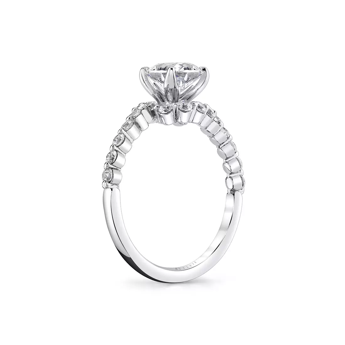 White Gold Tulira Crossover Engagement Ring - Ginger