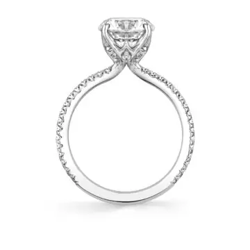 White Gold Tulira Diamond Petal Prong Engagement Ring - Jasmine