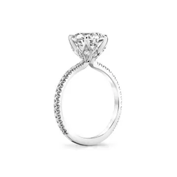 White Gold Tulira Diamond Petal Prong Engagement Ring - Jasmine