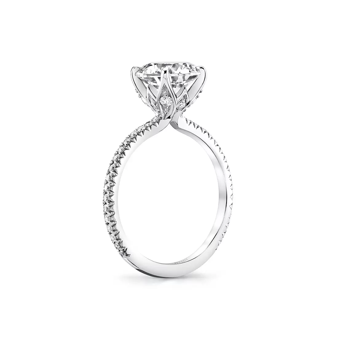 White Gold Tulira Diamond Petal Prong Engagement Ring - Jasmine