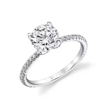 White Gold Tulira Diamond Petal Prong Engagement Ring - Violet