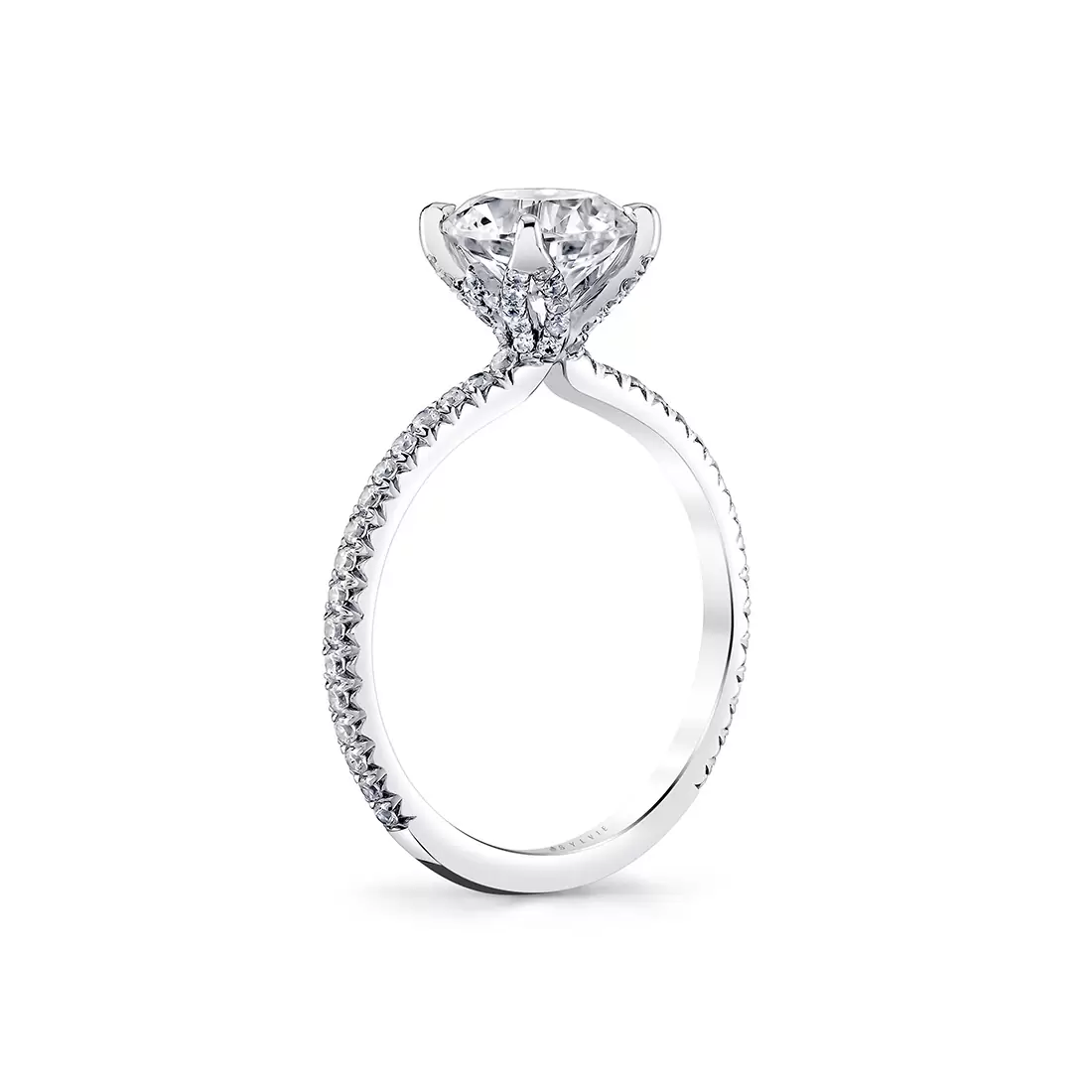 White Gold Tulira Diamond Petal Prong Engagement Ring - Violet