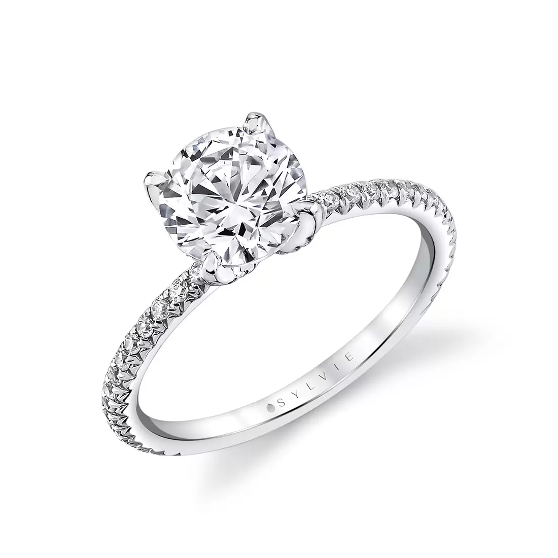 White Gold Tulira Diamond Petal Prong Engagement Ring - Violet