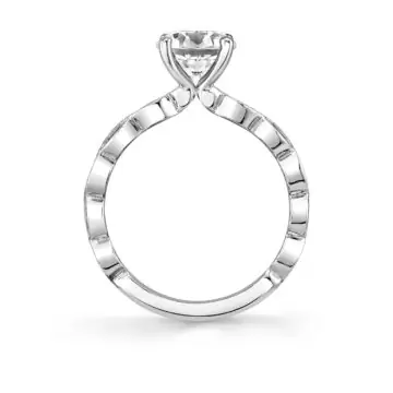 White Gold Tulira Leaf Inspired Engagement Ring - Ivy
