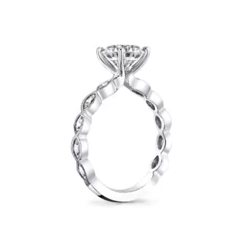White Gold Tulira Leaf Inspired Engagement Ring - Ivy