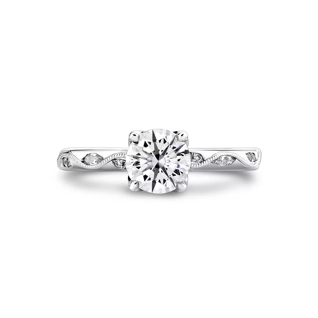 White Gold Tulira Vine Inspired Engagement Ring - Rhodes
