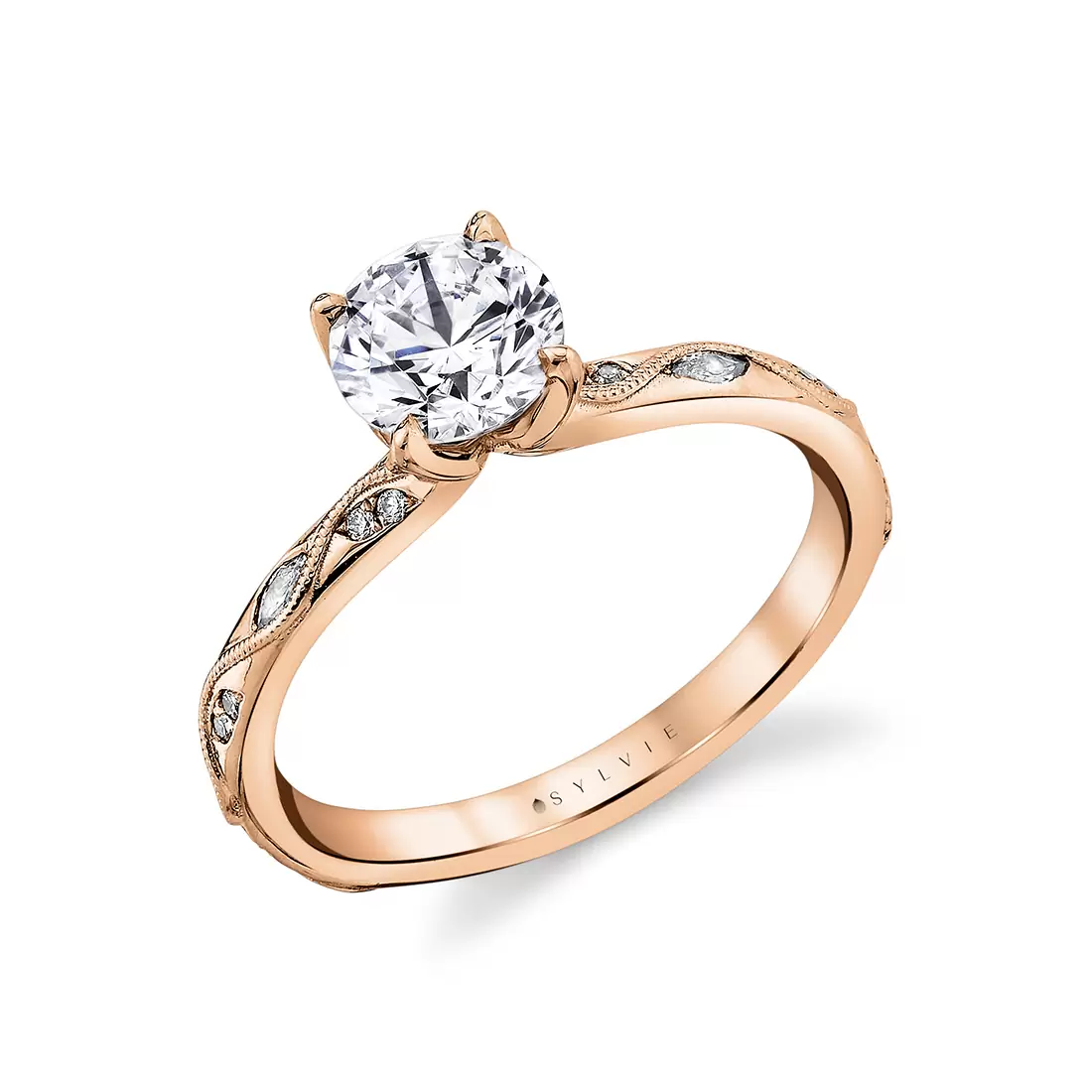 White Gold Tulira Vine Inspired Engagement Ring - Rhodes