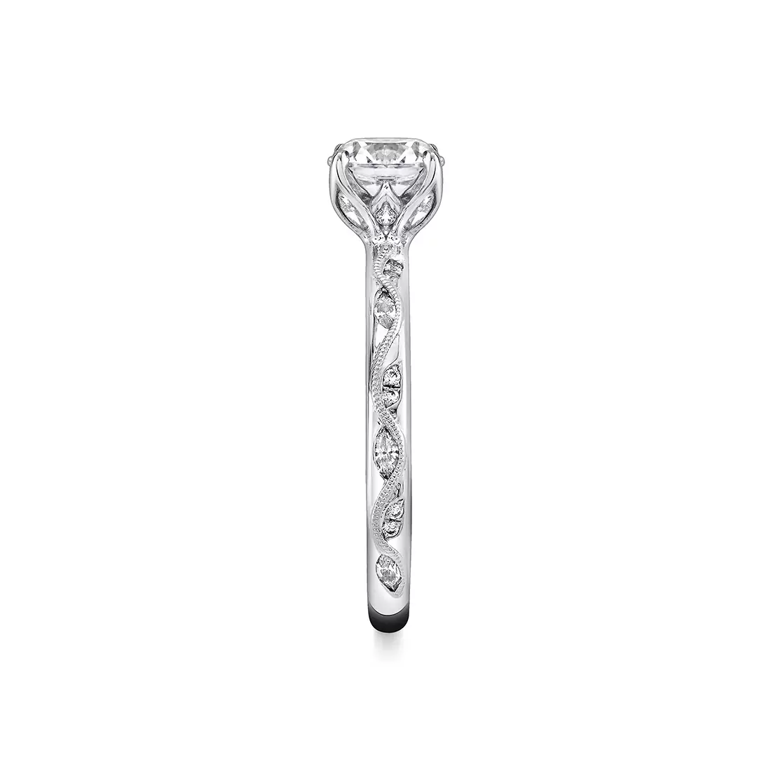 White Gold Tulira Vine Inspired Engagement Ring - Rhodes