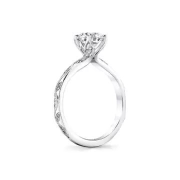 White Gold Tulira Vine Inspired Engagement Ring - Rhodes