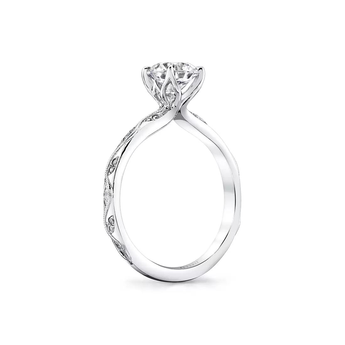 White Gold Tulira Vine Inspired Engagement Ring - Rhodes