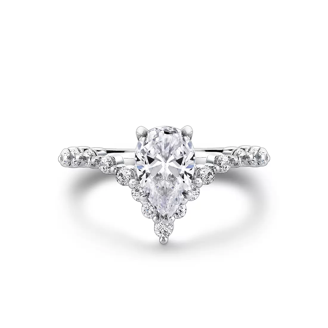 White Gold Tulira Curved Shared Prong Engagement Ring - Maisy