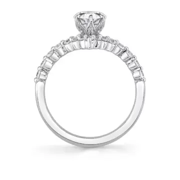 White Gold Tulira Curved Shared Prong Engagement Ring - Maisy
