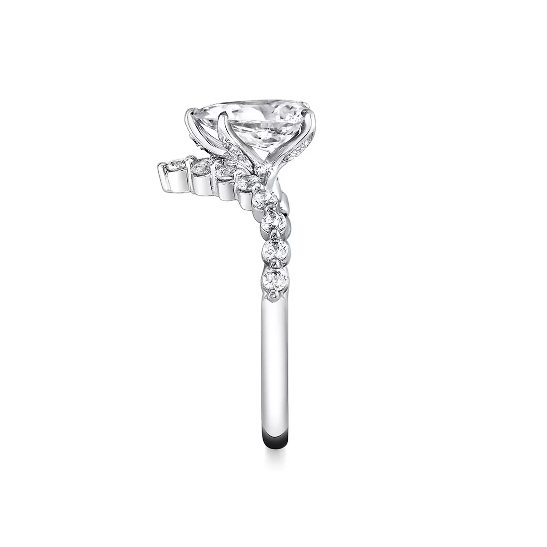 White Gold Tulira Curved Shared Prong Engagement Ring - Maisy