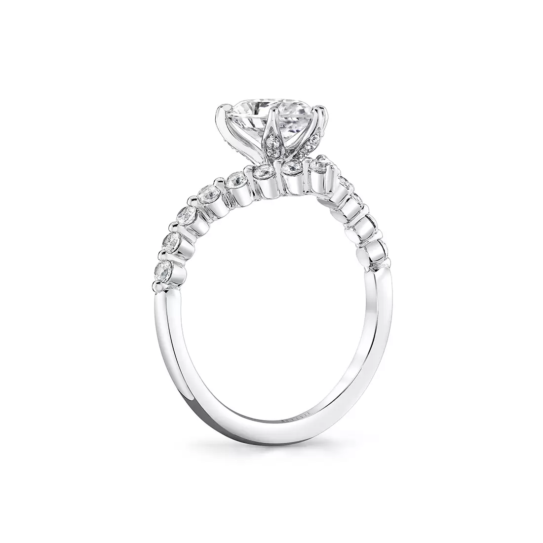 White Gold Tulira Curved Shared Prong Engagement Ring - Maisy