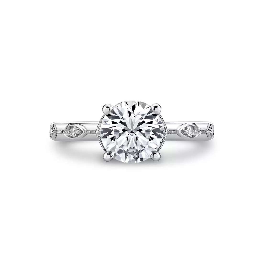 White Gold Tulira Bezel Petal and Leaf Engagement Ring - Briony