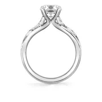 White Gold Tulira Bezel Petal and Leaf Engagement Ring - Briony