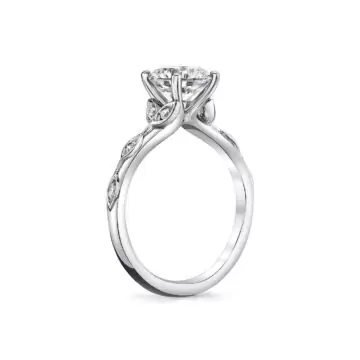 White Gold Tulira Bezel Petal and Leaf Engagement Ring - Briony
