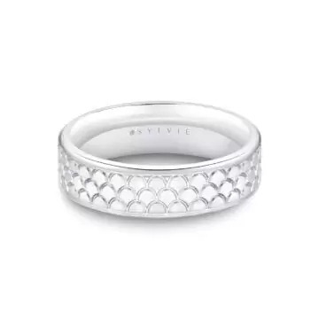 White Gold Heritage Engraved Men’s Band - Ivan