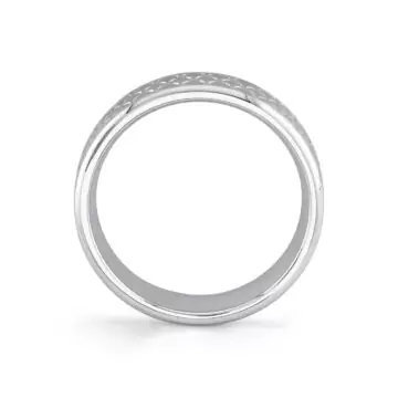 White Gold Heritage Engraved Men’s Band - Ivan