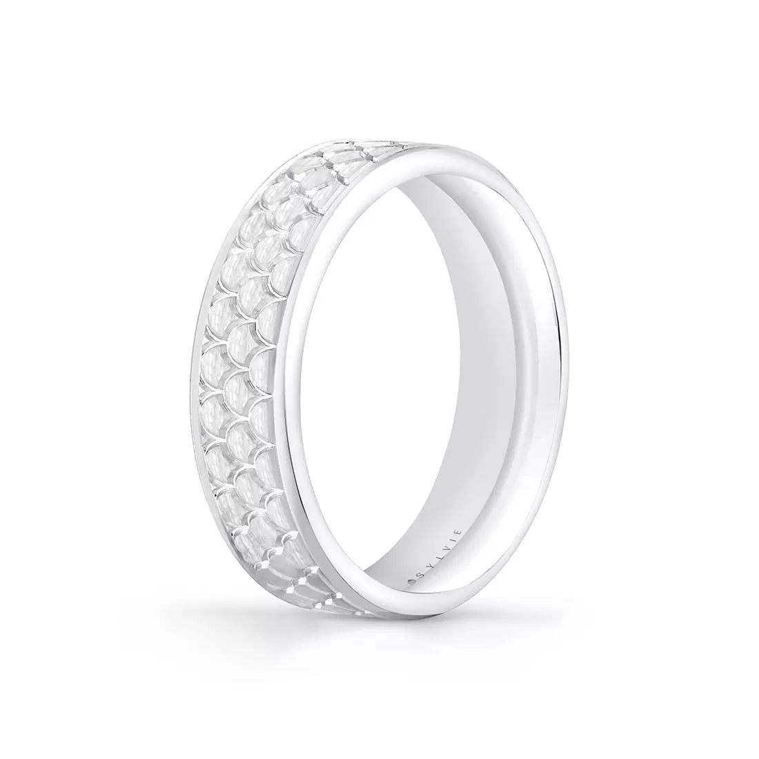 White Gold Heritage Engraved Men's Band - Ivan