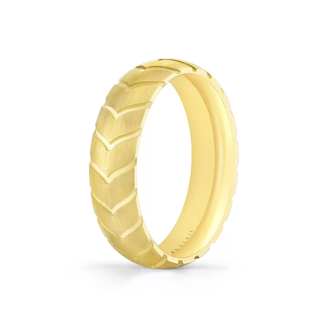 Yellow Gold Shell Apex Brushed Men's Band - Bryce