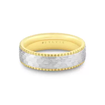 White Gold/Yellow Gold Heritage Two Tone Brushed Men’s Band - Anthony