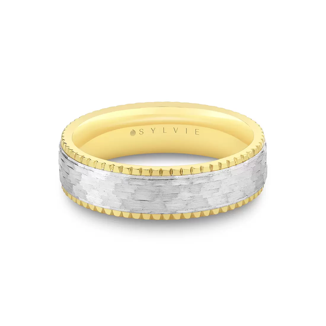 White Gold/Yellow Gold Heritage Two Tone Brushed Men's Band - Anthony