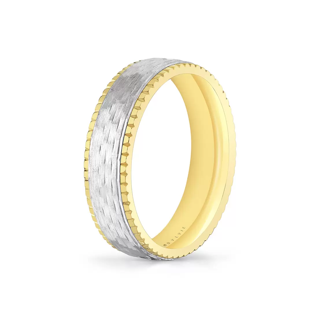 White Gold/Yellow Gold Heritage Two Tone Brushed Men's Band - Anthony