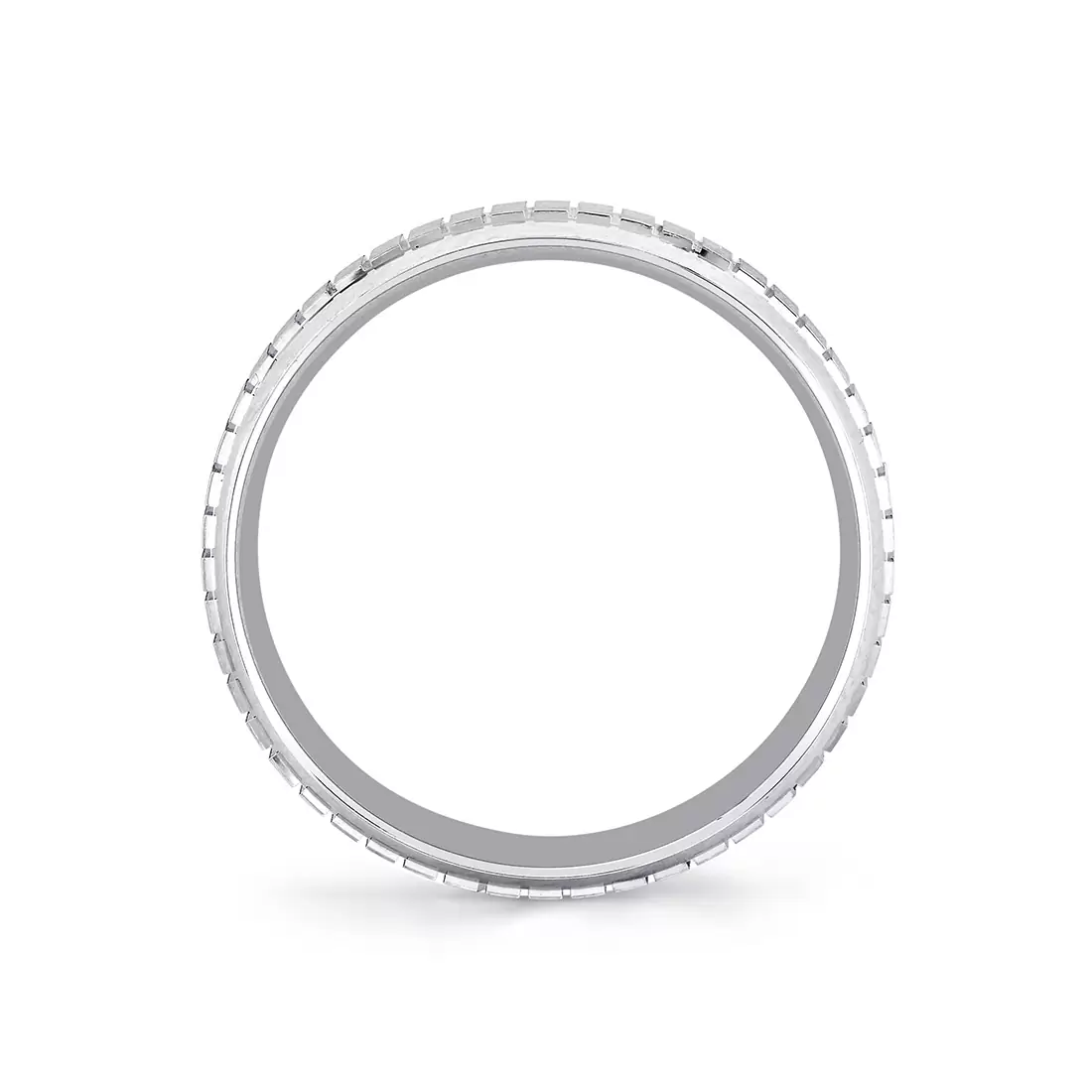 White Gold Heritage Brushed Ridged Men's Band - Jude