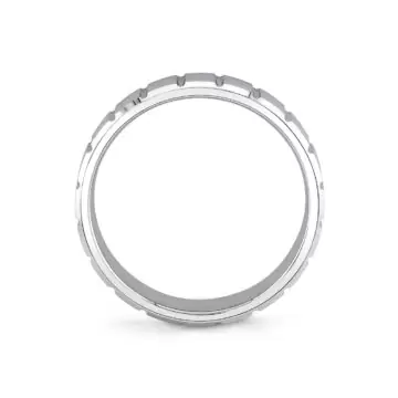 White Gold Heritage Brushed Ridged Men’s Band - Indy