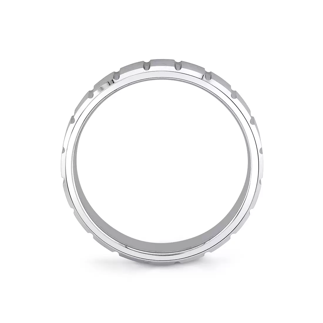 White Gold Heritage Brushed Ridged Men's Band - Indy