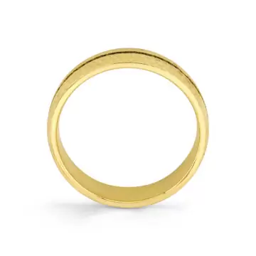 Yellow Gold Heritage Hammered Men’s Band with Black Diamonds - Brooks