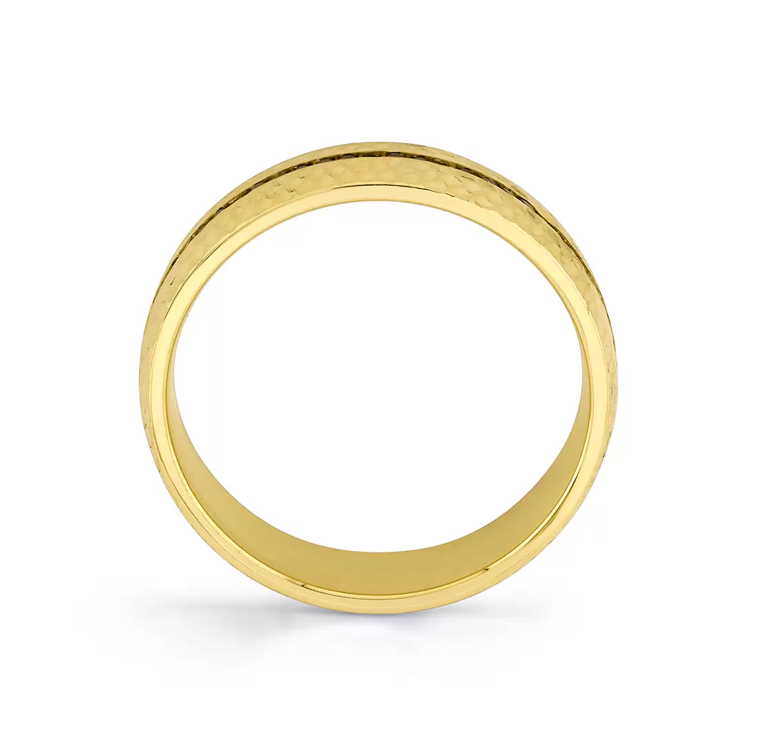 Yellow Gold Heritage Hammered Men's Band with Black Diamonds - Brooks