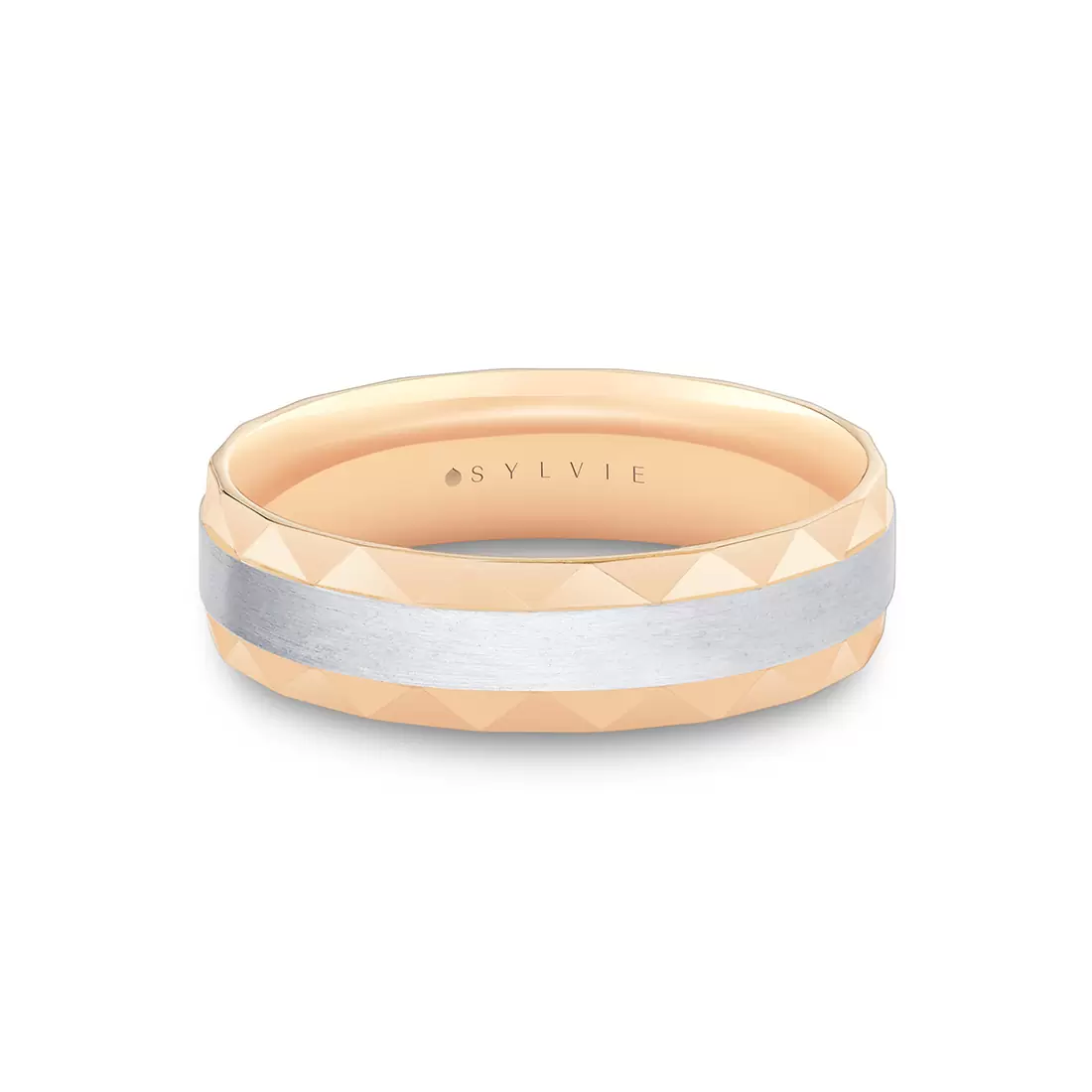 Rose Gold Fluted Shell Two Tone Men's Band - Yves