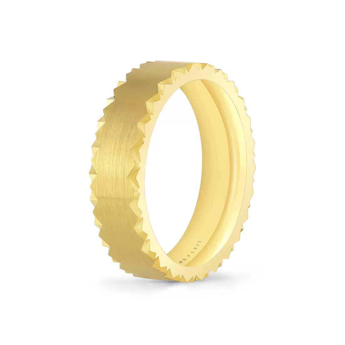 Yellow Gold Fluted Shell Brushed Men's Band - Zane