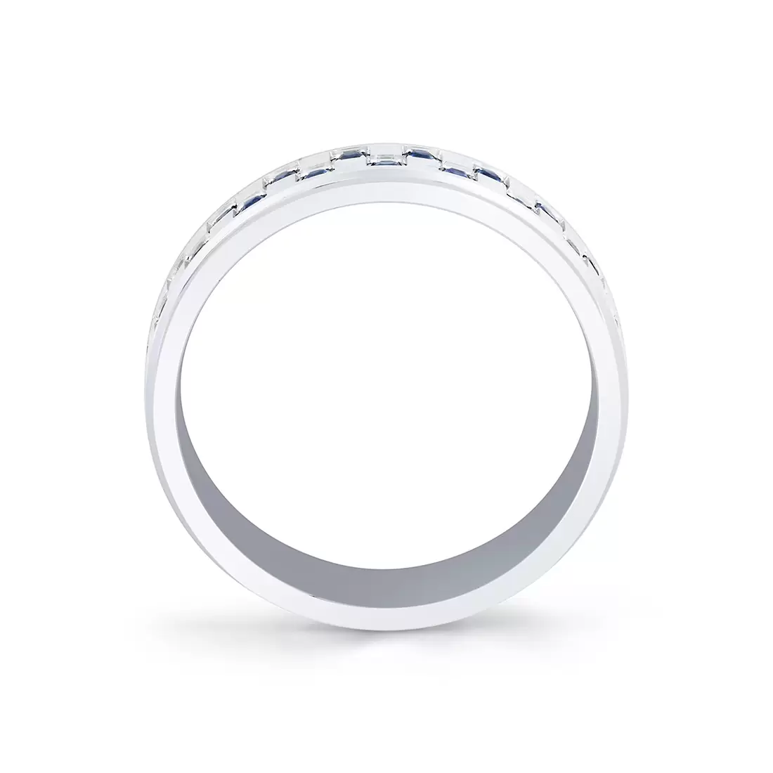 White Gold Heritage Brushed Gemstone Men's Band - Marcus