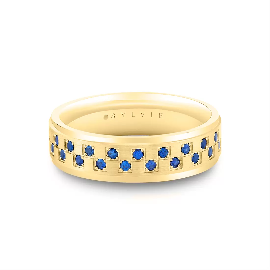 White Gold Heritage Brushed Gemstone Men's Band - Marcus